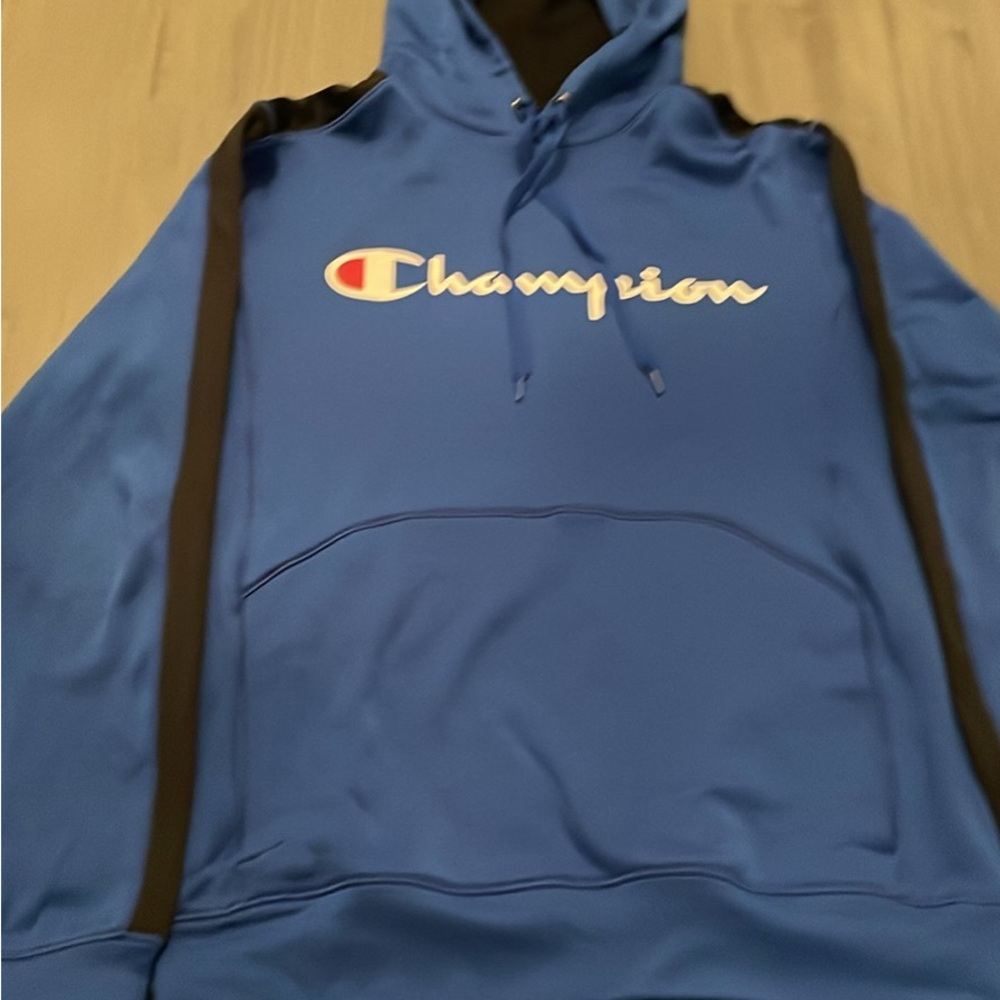 Champion Royal Blue Hoodie with Black Stripes